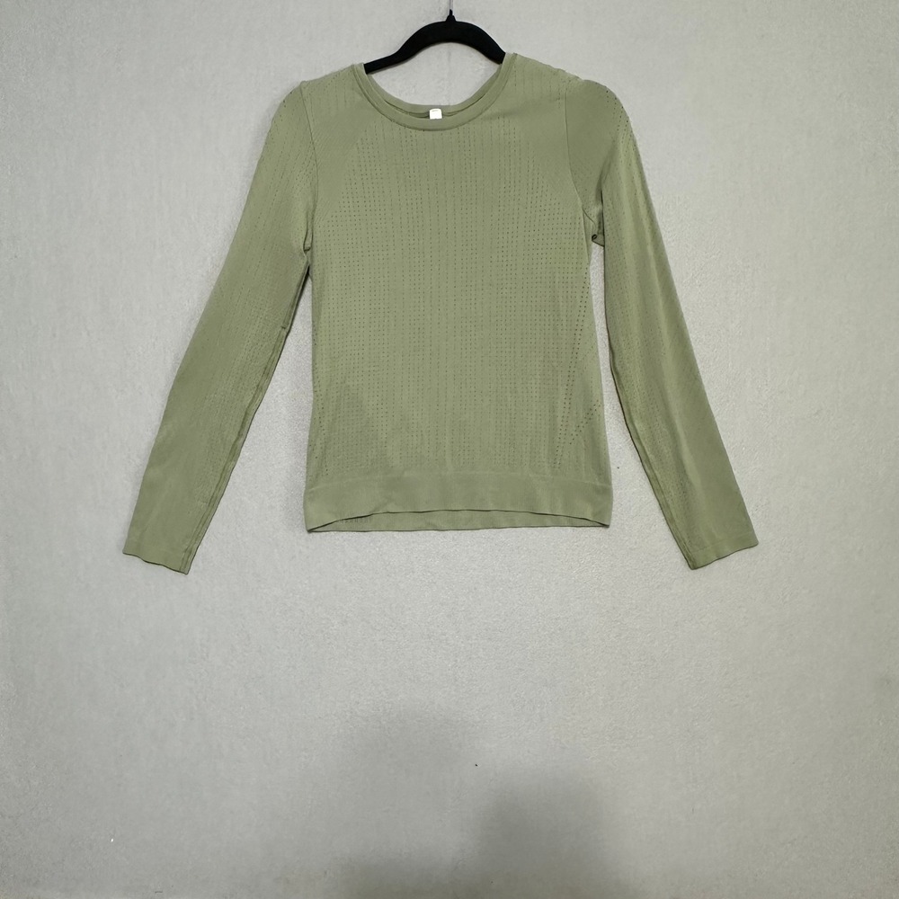 Athleta In Motion Top Long Sleeve Sage Green‎ Pointelle Seamless XS